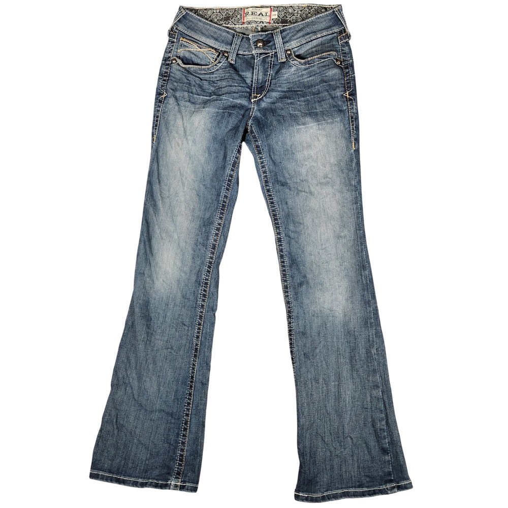 Ariat Jeans Womens 29R REAL Denim Blue Bootcut Mid Rise Medium Wash EUC